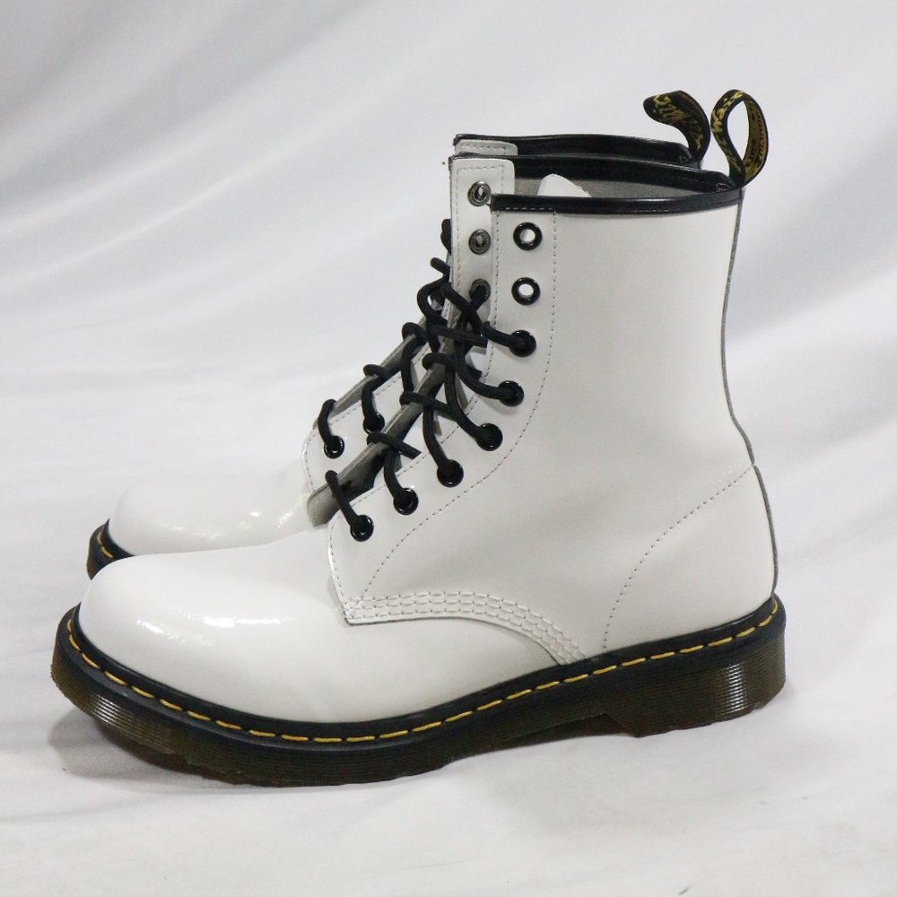 DR. MARTENS 1460 W White Patent Lamper Boots Sz 10 Wmns - Picture 7 of 8